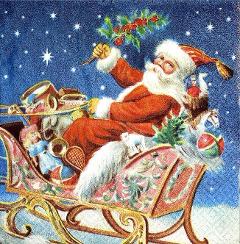 Tovagliolo per decoupage Babbo Natale con Slitta e regali arti e grafica busta 2 pz da 33x33
