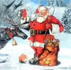 Tovaglioli per decoupage con Babbo Natale, Renna e Regali arti e grafica busta 2 pz da 33x33