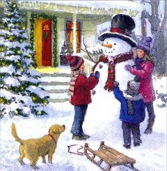 Tovaglioli per decoupage natalizio con Pupazzo di Neve e bimbi arti e grafica busta 2 pz da 33x33