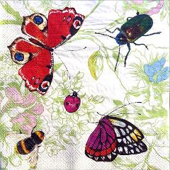 Tovaglioli con Farfalle e insetti vari arti e grafica busta da 2 pezzi 25 x 25 cm
