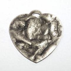 Ciondolo cuore martellato  (1 pezzo) menoni argento antico
