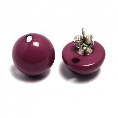 Coppia  bottoni per orecchino prugna - bot1 (1 coppia) arti e grafica resina D15mm