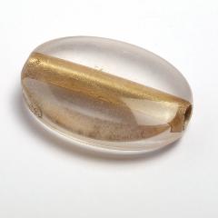 Perla in resina ovale trasparente/oro arti e grafica busta da 3 pezzi 37x28 mm