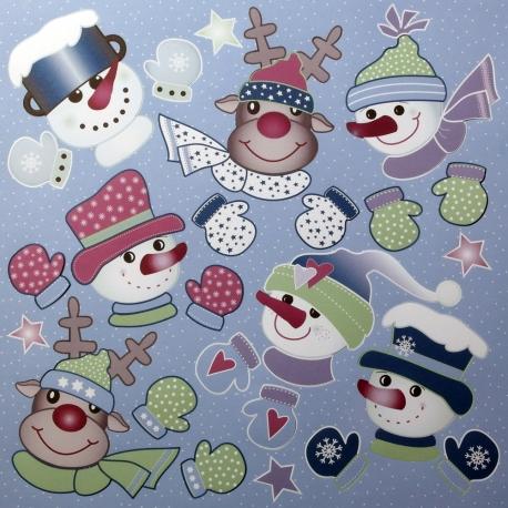 Carta da scrapbooking  pupazzi neve rayer 31,2x30,3 cm