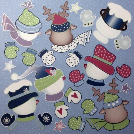 Carta da scrapbooking  pupazzi neve rayer 31,2x30,3 cm