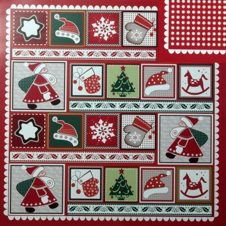 Carta da scrapbooking  quadrati  natalizi rayer 31,2x30,3
