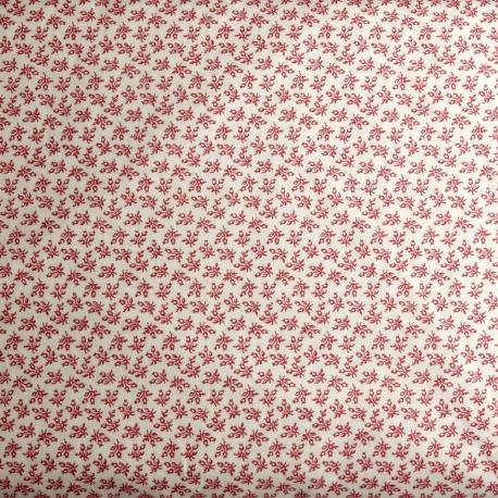 Tessuto americano bianco con fiorellini rossi arti e grafica 110x30cm