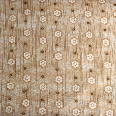 Tessuto americano effetto legno con fiori arti e grafica 110x30cm
