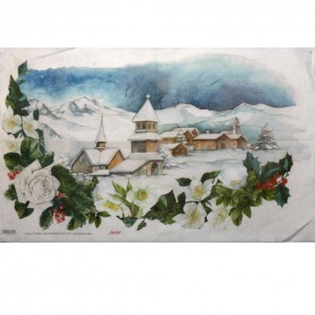 Carta riso paesaggio innevato arti e grafica 33x48