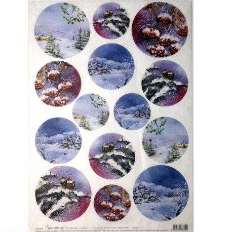 Carta riso dischi con neve calambour 33x48
