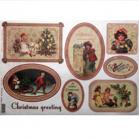 Carta di riso per decoupage natale  christmas greeting stamperia 33 x 48 cm