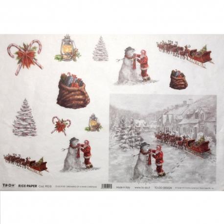 Carta riso paesaggio con babbo Natale to.do 33x48