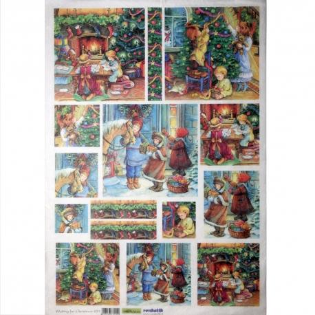 Carta riso per decoupage Aspettando il Natale renkalik 33 x 48 cm