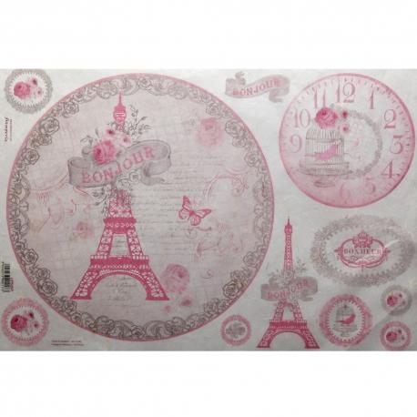 Carta riso bonjour Paris stamperia 33x48