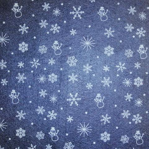 Pannolencio blu notte con fiocchi neve panna stafil 90x50cm