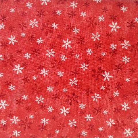 Stoffa Natalizia cotone rosso con fiocchi neve stafil h120x0.30cm