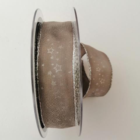 Decoro stelline argento con filo metallico pbs fondo tortora mm25