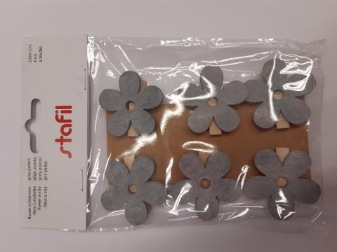 FIORE CON MOLLETTA STAFIL 4 CM BLISTER 6 PEZZI COLORE GRIGIO PASTELLO