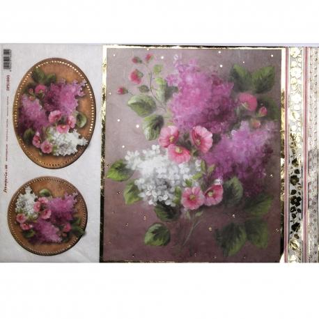 Carta riso fiori in mazzo stamperia 33x48