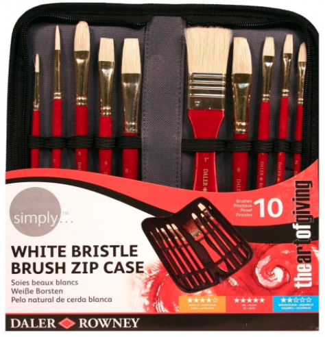 Symply Bristle Brush Zip Case Daler Rowney Set 10 Pennelli