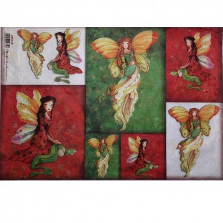 Carta riso decoupage fantasia donna farfalla stamperia 33x48 (cm)