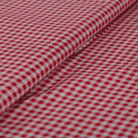 Tessuto Stoffa quadrettata, con riquadri di colore rosso ed ecrù stafil cotone alt 2,80 mt  x 0,50cm