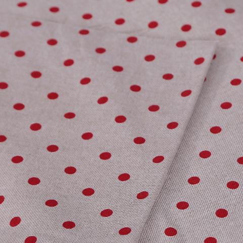 stoffa in cotone telato in tinta di colore beige con fantasia a pois rossi stafil  270 x 50 cm