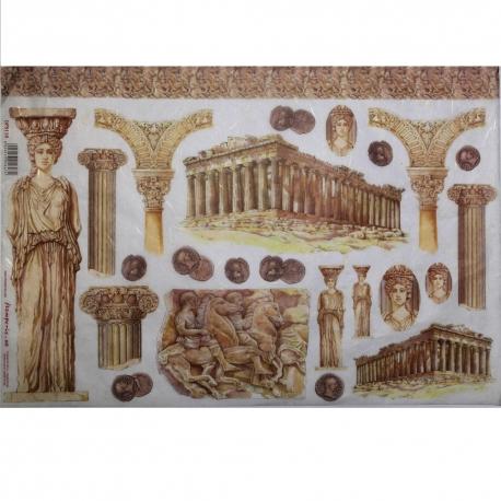 Carta riso decoupage fantasia  tempio greco stamperia 1 foglio 33x48 (cm)
