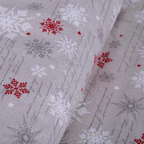 stoffa natalizia  in tela grezza con fantasia  fiocchi neve stafil 280 cm x 50 cm