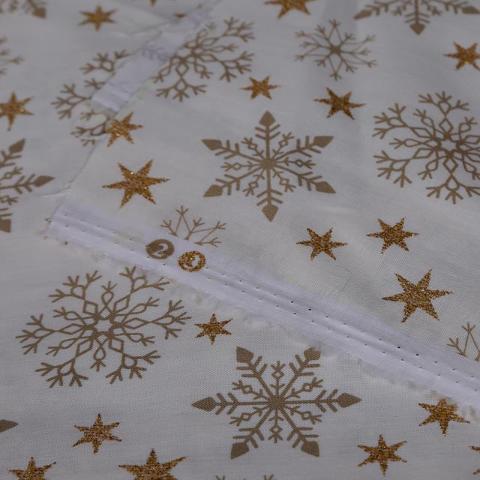 Stoffa Natalizia con fondo avorio e fantasia fiocchi di neve e stelle dorate stafil 140 cm x 50 cm
