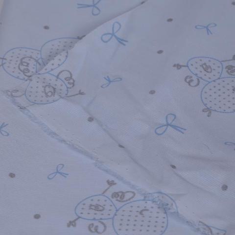 Tessuto rigatino celeste con pulcini  Stafil cm 150 x 50