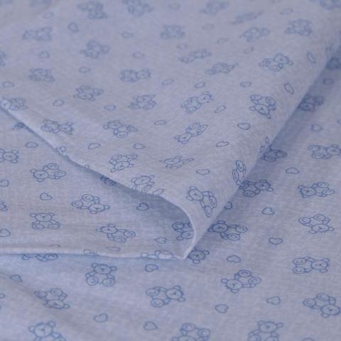 tessuto di cotone fondo azzurro e bianco con orsetti stafil altezza160 x 50 cm