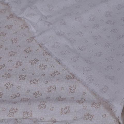 tessuto in cotone  beige e bianco con orsacchiotti stafil altezza 160 x 50 cm