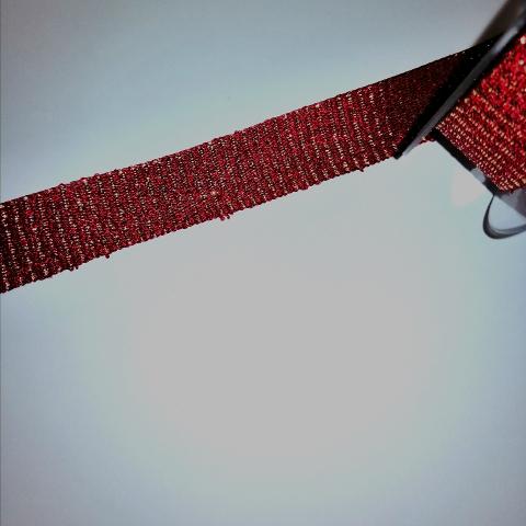 nastro decorativo rosso scuro e oro Goldina 23mm x1mt nastri