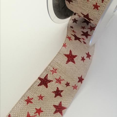 nastro effetto juta con stelle Goldina 40mm x 1mt nastri