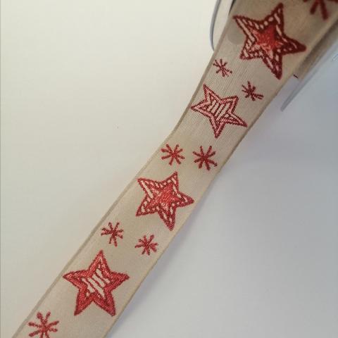 nastro corda con stelle rosse goldina 25 mm x 1mt - Nastri