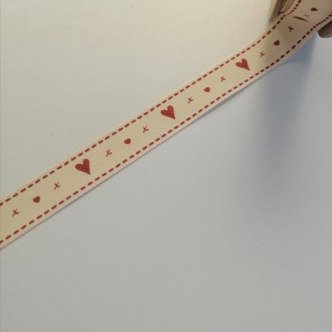 nastro panna con cuori nastri di mirta 15 mm x 1mt - Nastri