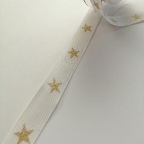 nastro bianco con stelle oro goldina 15 mm x 1 mt