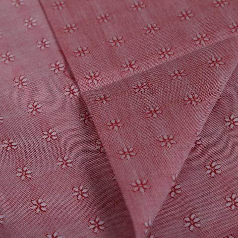 Stoffa tessuto in cotone tinta colore rosso con fantasia fiorellini stafil  180 x 30 cm