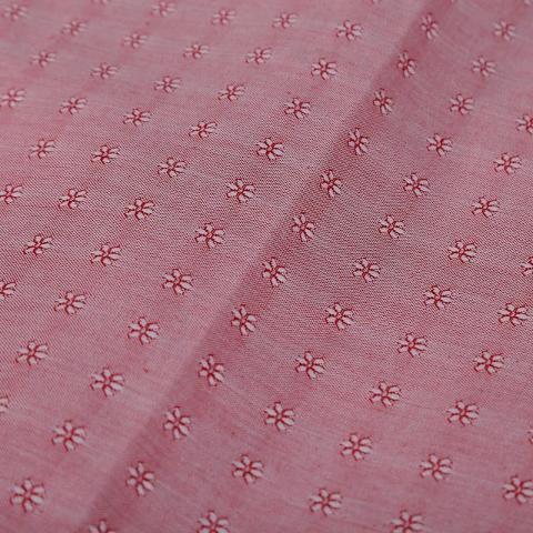 Stoffa tessuto in cotone tinta colore rosso con fantasia fiorellini stafil  180 x 30 cm