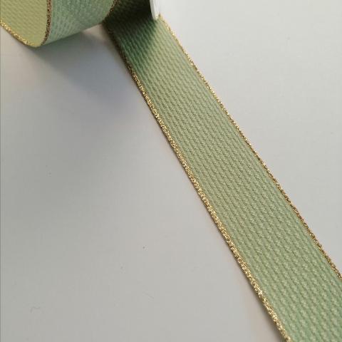 nastro verde salvia con bordino oro goldina 25 mm x 1 mt