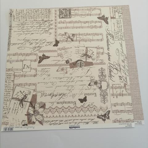 carta scrapbooking fantasia lettere, fiori, spartiti e note musicali renkalik 30 cm x 30 cm