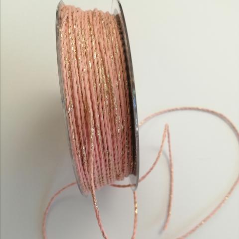cordoncino rustico chic  rosa e oro goldina 2mm x 1 mt