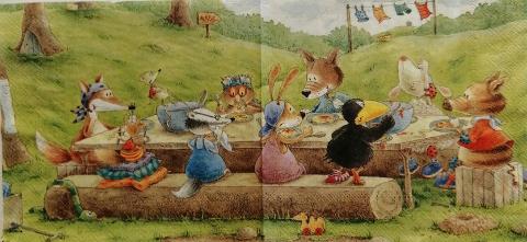 tovaglioli picnic animali del bosco arti e grafica busta da 2 pezzi 33x33