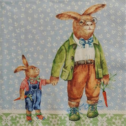 tovagliolo papa e mamma coniglio arti e grafica busta da 2 pezzi 33 x 33 cm