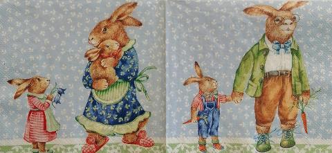 tovagliolo papa e mamma coniglio arti e grafica busta da 2 pezzi 33 x 33 cm
