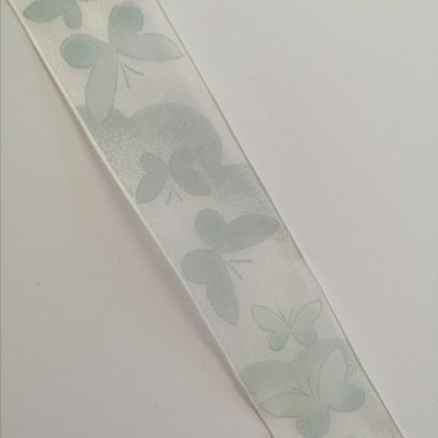 nastro organza con farfalle colore menta Stafil 40 mm per i met