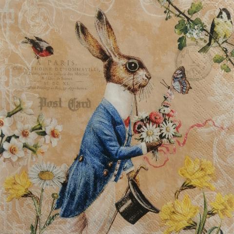 tovagliolo per decoupage animali coniglio vintage arti e grafica busta da 2 pezzi 33 x 33 cm