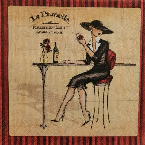 tovaglioli donna con vino arti e grafica busta da 2 pezzi 33 x 33 cm