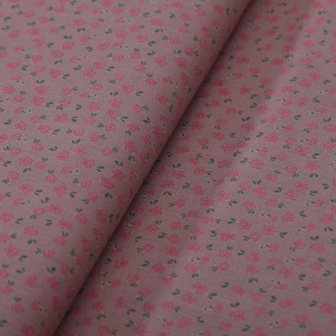 tessuto americano tortora con fiorellini rosa HFT 140 x100 cm